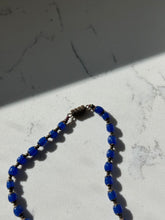 Load image into Gallery viewer, Victorian Czech Glass Bead & Brass Filigree Enamel Portrait Locket Necklace 19”