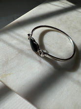 Load image into Gallery viewer, Black Onyx Sterling Silver Heart Bangle Bracelet 7”