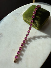 Load image into Gallery viewer, Pink Synthetic Stone Gold Vermeil Tennis Bracelet 7.25”