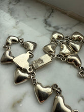 Load image into Gallery viewer, Vintage Mexico Sterling Silver Heart Necklace w/ Box Clasp 17”