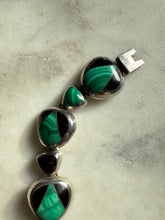 Load image into Gallery viewer, Malachite & Black Onyx Inlay 950 Silver Bracelet 6”