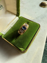 Load image into Gallery viewer, Antique Blue Sapphire Sugarloaf Cabochon Diamond Ring