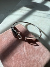 Load image into Gallery viewer, Black Onyx Sterling Silver Heart Bangle Bracelet 7”
