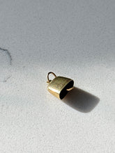 Load image into Gallery viewer, Art Deco Swiss White Enamel Edelweiss Flower Cow Bell 14k Gold Charm