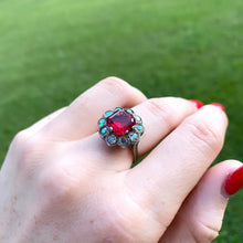 Load image into Gallery viewer, Vintage Flower Halo Sterling Silver Ring Size 5.75