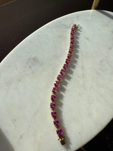 Load image into Gallery viewer, Pink Synthetic Stone Gold Vermeil Tennis Bracelet 7.25”