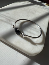 Load image into Gallery viewer, Black Onyx Sterling Silver Heart Bangle Bracelet 7”