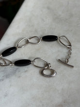 Load image into Gallery viewer, Black Onyx Sterling Silver Toggle Clasp Bracelet 7”
