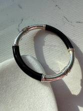 Load image into Gallery viewer, Milor Italy Sterling Silver Black Enamel Bangle Bracelet
