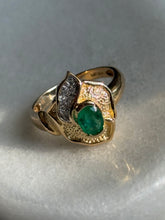 Load image into Gallery viewer, Emerald &amp; Diamond 14k Gold Ring Size 9
