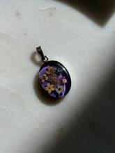 Load image into Gallery viewer, Purple Pressed Flowers Sterling Silver Pendant

