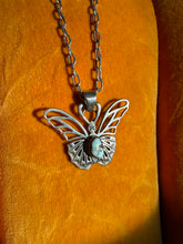 Load image into Gallery viewer, Turquoise Sterling Silver Butterfly Necklace 24”
