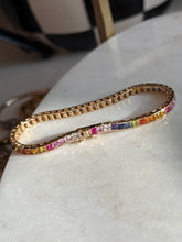 Load image into Gallery viewer, Colorful Gold Vermeil Tennis Bracelet 7.5”
