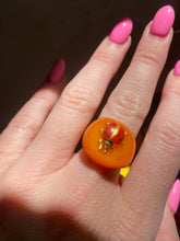 Load image into Gallery viewer, Acrylic Orange Ladybug 1970s Bubble Ring
