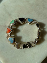 Load image into Gallery viewer, Vintage Sterling Silver Heart Bracelet 7.5”
