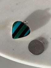 Load image into Gallery viewer, Vintage Multistone Inlay Sterling Silver Heart Pendant
