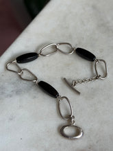 Load image into Gallery viewer, Black Onyx Sterling Silver Toggle Clasp Bracelet 7”
