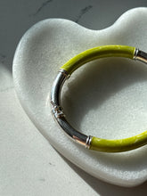 Load image into Gallery viewer, Slime Green Enamel Sterling Silver Milor Italy Hinged Bangle Bracelet
