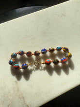 Load image into Gallery viewer, Vintage Murano Millefiori Bead Gold Plated Bracelet 7.75”
