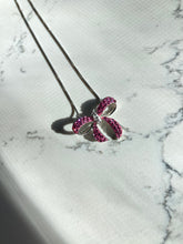 Load image into Gallery viewer, Pink Bow Sterling Silver Necklace 18”
