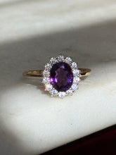 Load image into Gallery viewer, Purple Halo Gold Vermeil Ring Size 9
