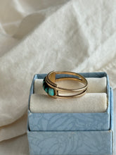 Load image into Gallery viewer, Vintage Southwestern Opal Black Onyx Inlay 14k Gold Ring Size 6
