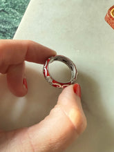 Load image into Gallery viewer, Red Enamel Sterling Silver Ring Size 8
