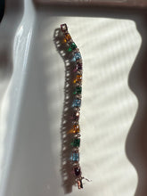 Load image into Gallery viewer, Multicolor Gemstone Sterling Silver Chunky Tennis Bracelet 7.25”
