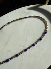 Load image into Gallery viewer, Vintage Lapis Greek Key Sterling Silver Necklace 17”
