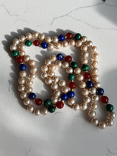 Load image into Gallery viewer, Vintage Malachite Carnelian Lapis Pearl 14k Gold Necklace 33”
