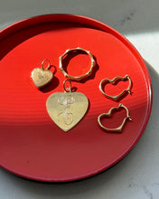 Load image into Gallery viewer, Vintage Engraved E Heart 14k Gold Pendant
