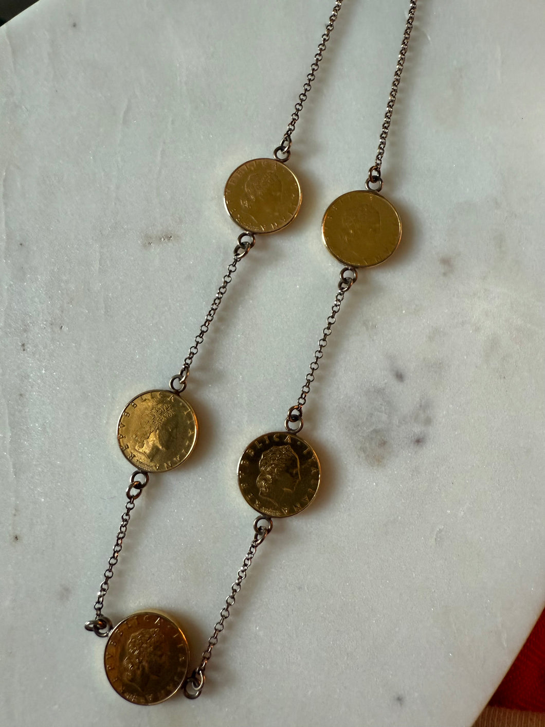 Milor Italy Gold Vermeil Coin Necklace 18”
