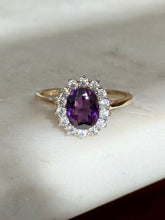 Load image into Gallery viewer, Purple Halo Gold Vermeil Ring Size 9
