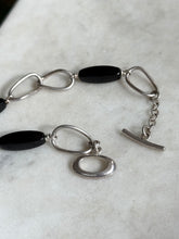 Load image into Gallery viewer, Black Onyx Sterling Silver Toggle Clasp Bracelet 7”
