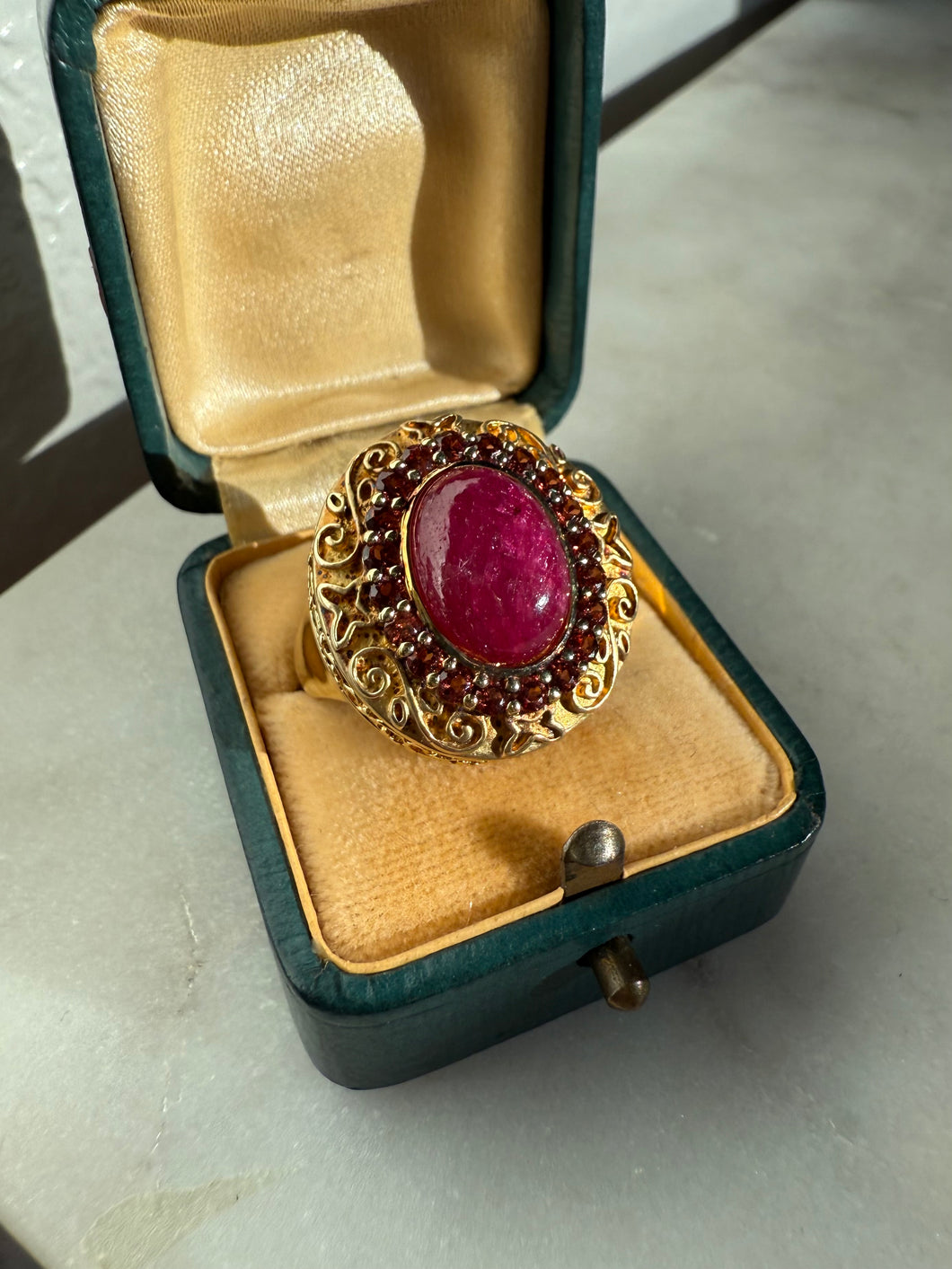 Ruby Garnet Gold Vermeil Ring Size 7.25