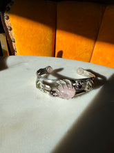 Load image into Gallery viewer, Chunky Rose Quartz Sterling Silver Cuff Bracelet 6.25”
