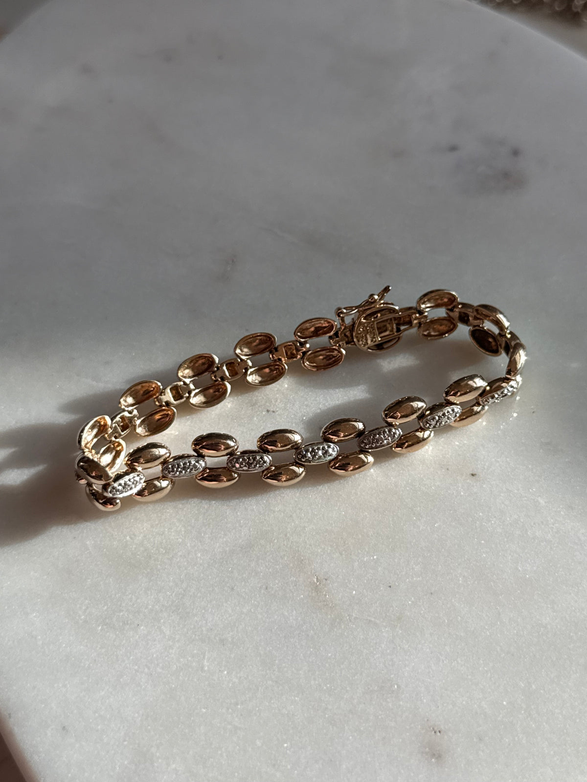Gold Vermeil Panther Link Bracelet 7.25”
