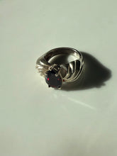 Load image into Gallery viewer, Garnet Glass Sterling Silver Ring Size 7.25
