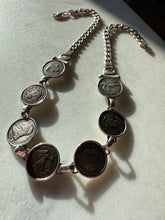 Load image into Gallery viewer, Vintage Sterling Silver Coin Necklace 16”
