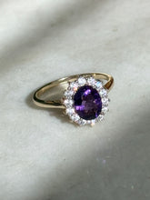 Load image into Gallery viewer, Purple Halo Gold Vermeil Ring Size 9
