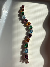 Load image into Gallery viewer, Multicolor Gemstone Sterling Silver Chunky Tennis Bracelet 7.25”
