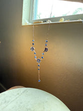 Load image into Gallery viewer, Blue Sapphire &amp; Diamond 10k Gold Flower Necklace 17”
