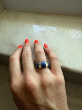 Load image into Gallery viewer, Lapis &amp; Mother of Pearl Inlay Sterling Silver Ring Size 6
