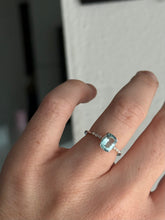 Load image into Gallery viewer, Cushion Cut Aquamarine with Single Cut Diamonds 14k White Gold Ring
