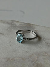 Load image into Gallery viewer, Cushion Cut Aquamarine with Single Cut Diamonds 14k White Gold Ring
