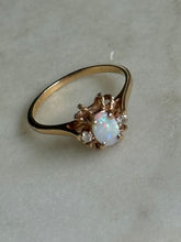 Load image into Gallery viewer, Dainty 10k Gold Opal &amp; Diamond Ring Size 6.75
