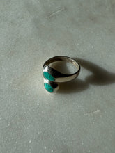 Load image into Gallery viewer, Crushed Turquoise Sterling Silver Bypass Ring Size 3
