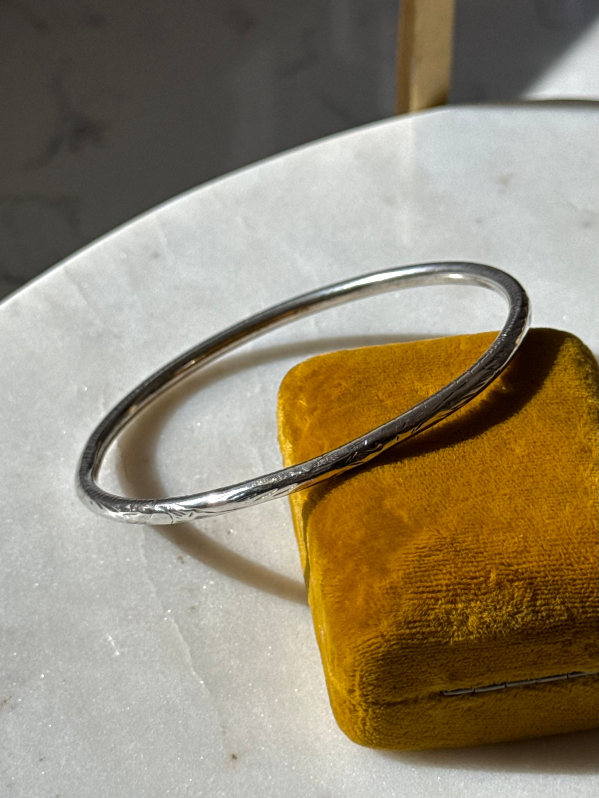 Vintage Etched Sterling Silver Bangle Bracelet