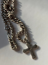 Load image into Gallery viewer, Rope Chain &amp; Cross Pendant Vintage Sterling Silver Necklace
