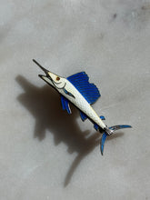 Load image into Gallery viewer, Vintage Sailfish Enamel Sterling Silver Brooch
